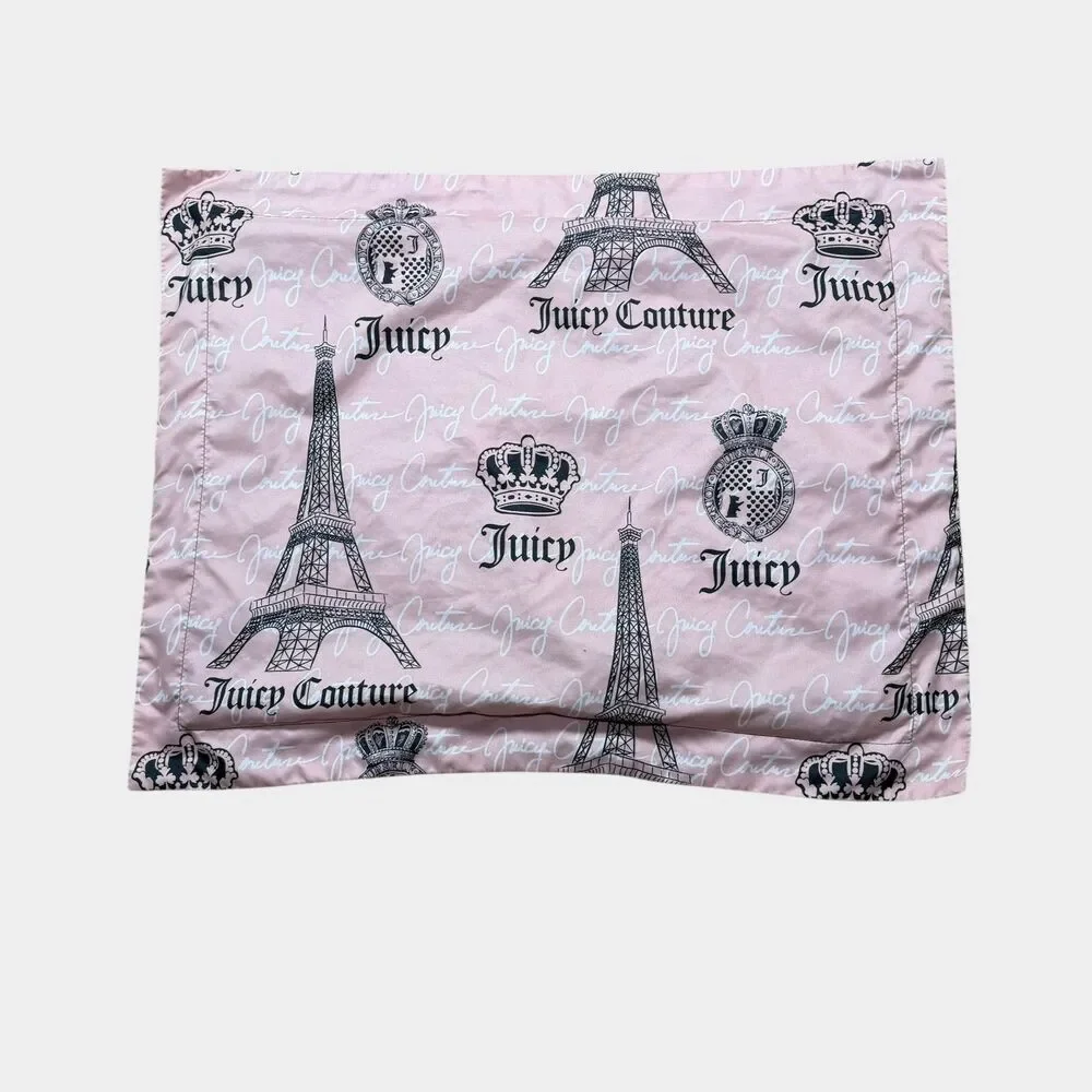 Juicy Couture Home Pillow Case Sham Pink Gray Eiffel Tower Paris France 20